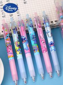 Disney Disney Stitch Collectible Press-Type Gel Pen Set - Officially Licensed Blue Character Case With ST Metal Clip, 0.5mm Quick-Dry Black Ink, Premium Anime Writing Tool For Smooth Note-Taking & Sketching - Gift For Disney Enthusiasts,School Supplies,Back To School