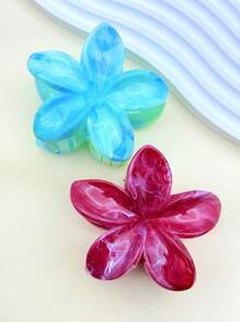 1pc Women Large Size Blue Gradient Flower Plastic Lightweight Hair Clip, Fashionable And Versatile High-End Elegant Simplistic Solid Color Hair Accessory, Suitable For Daily Casual, Party, Commute, Vacation, Hairstyling, Makeup, Outfit Matching Hair Claws Claw Clips Hair Clips Hair Jaw Clip Hair Clamps Hair Clutch Hair Catcher Clip