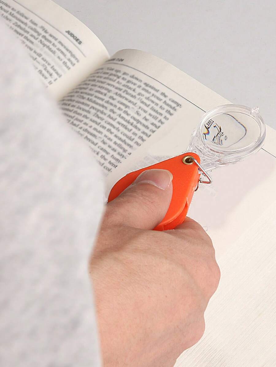Compact Magnifying Glass Keychain, Foldable Portable Mini High Definition Magnifier Key Chain - Orange - View 1