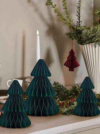 1pc, Green Christmas Tree Honeycomb Xmas Hanging Ornaments For Christmas Party Decoration Christmas Table Decoration Paper Christmas Decorations Indoor, Tree Decorations For Holiday Parties & Table Settings (Please Note That The Christmas Tree Is Shipped Folded For Easier Transportation And Needs To Be Unfolded Upon Arrival)