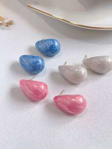 1 par de pendientes elegantes y de moda con forma de gota de agua de colores - Marfil - Ver 7