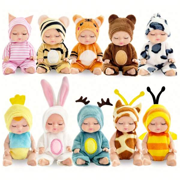 Animal Costume Mini Doll, 10.16 Cm, Washable Clothes, Movable Joints, Perfect Filling Gift For Teenagers, Halloween And Christmas, Birthday Gift,Random 1pc Perfect Blind Box (1pc Randomly Sent)