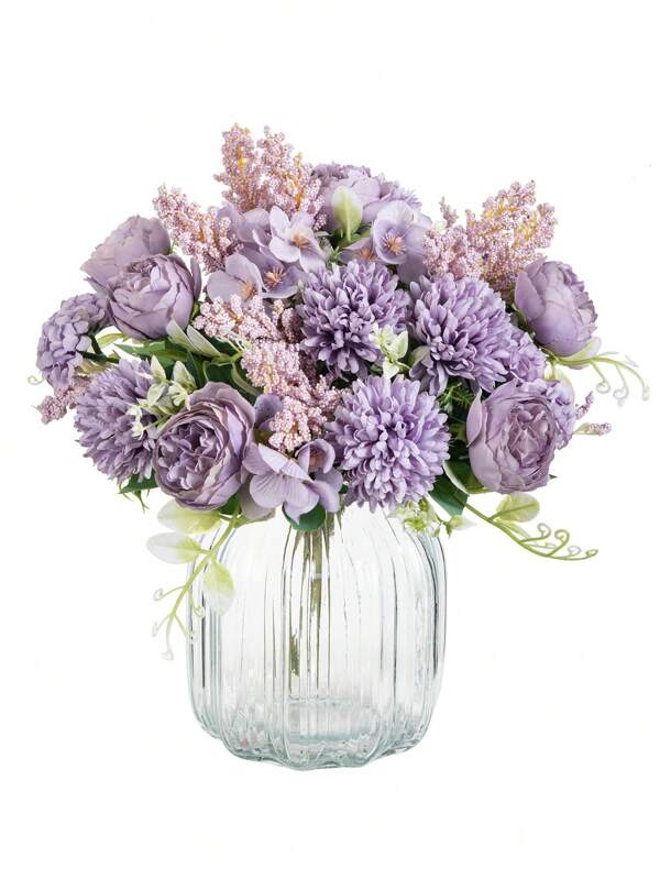 1 pieza/Set de 3 Ramos de Flores Artificiales de Hortensias de Seda y Rosas de Té Falsas para decoración de otoño, verano, otoño, para jarrones, hogar, comedor, dormitorio, baño, decoración de habitaciones, Día de la Madre, Día del Padre, accesorios para fiestas de cumpleaños, decoración de jardín exterior