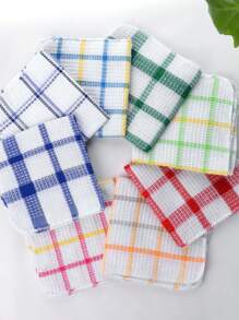 10pcs Kitchen Double-Sided Dishcloth Checkered Scrubbing Cloth Multi-Functional Cleaning Cloth Car Cleaning Wiping Cloth (Random Color)
