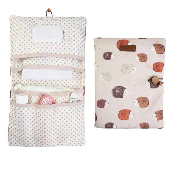 Trousse de maquillage pour bébé, trousse à langer 2 en 1, lingettes et accessoires, idéale comme trousse de voyage pratique pour les bébés (éléphants)