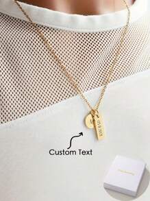Stainless Steel Customized Personalized Fashion Simple Name Necklace, Perfect For Daily Wear, Party, Vacation, Graduation Season, Wedding Anniversary, Valentine's Day, Christmas, Birthday Gift Giving