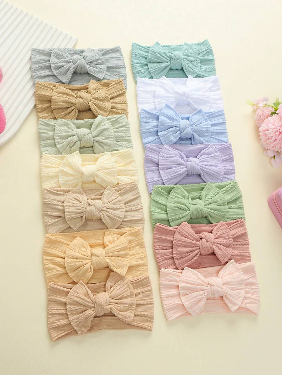 jralon Set da 14 fasce per capelli con fiocco per neonati e bambini, fasce elastiche morbide adatte per tutte le stagioni - Multicolore - Visualizzare 1
