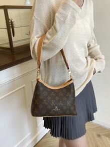 Bolso de compras de estilo retro de verano para uso casual, de negocios o de paseo, bolso de embrague de patchwork vintage, bolso de maquillaje con remaches y cadena, bolso de hombro o bandolera de motocicleta, estilo ligero y portátil de estilo 'dopamina' para otoño/invierno, bolso esencial de mujer tipo 'dumpling'