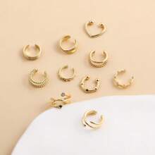 1 Set de 10 piezas de aretes de clip de color dorado, sin necesidad de perforación de oreja