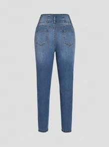 Nouveaux jeans skinny déchirés stretch pour femmes avec taille haute et boutonnière, polyvalents et