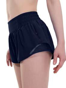 Women's Mid-Rise 2.5" Running Shorts – Quick-Dry, Lightweight Gym Shorts With Liner & Zipper Pockets For Sports & Workouts - 藏蓝色 - 查看 2