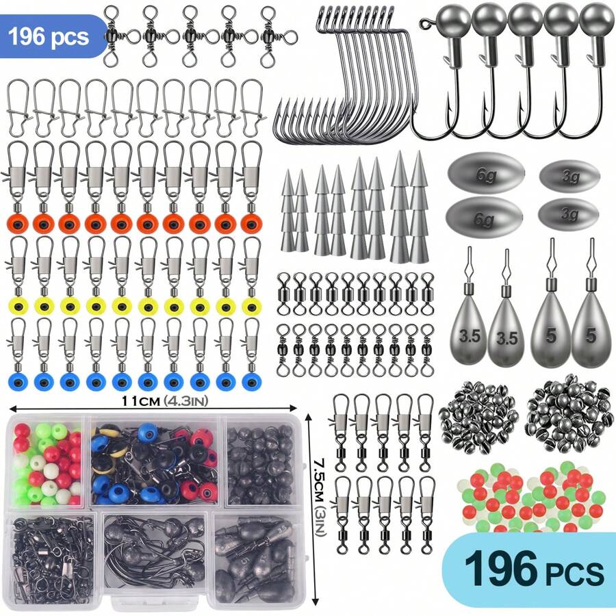 OPQ 196/216/339pcs Fishing Accessories Kit,Fishing Tackle Box With Tackle Included, Fishing Hooks, Fishing Weights Sinkers, Spinner Blade, Fishing Gear And Equipment, Fishing Gift For Men