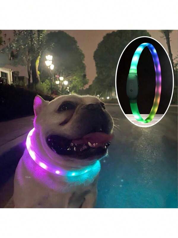 1 Stück leuchtendes Hundehalsband, Hundehalsbandleuchten für die Dunkelheit, bequemes blinkendes, aufladbares Hundehalsband, 9 blinkende Modi, regendichtes LED-Hundehalsband für große, mittlere und kleine Hunde, ein Geschenk für Haustiere