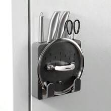 1 件壁挂式厨房刀架 - 多功能收纳整理器，用于存放刀具、剪刀、筷子和砧板，节省空间的设计，适合洗碗机清洗，黑色，厨房用具架，紧凑型整理器，耐用结构，家庭整理 - 彩色 - 查看 12