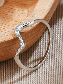 1pc Fashionable & Elegant Wavy Design Women's Ring, Minimalistic Style & Luxurious, Suitable For Daily Wear And Gift