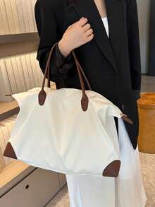 新款大容量行李袋、短途旅行手提袋、健身房运动健身袋、航空公司认可的随身行李袋、批发酒店包 - 米色 - 查看 2