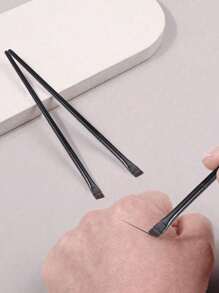 Set di 3 pennelli trucco con forma unica a lama per sopracciglia, eyeliner liquido e pennello per sopracciglia obliquo, adatto per principianti