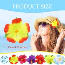 120Pcs Tropical Party Decorations Supplies Tropical Hibiscus Flower For Hawaiian Luau Party Jungle Beach Theme BBQ Birthday Parties Decorations Table Decor - 彩色 - 查看 8
