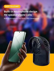 新款带风扇蓝牙音箱二合一桌面无线蓝牙 5.1 音箱户外便携式手持音箱风扇 3 档可调风速内置麦克风 1200 毫安时电池，电池寿命长特别创意音乐风扇节日礼物生日礼物