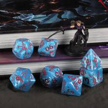 Zestaw 7 kości do gry Plum - ekskluzywne kości wielościenne z wzorem kwiatu śliwki do gier RPG D&D Dungeon And Dragons, idealne do kolekcji kości lub na prezent (Halloween, Boże Narodzenie, Wielkanoc). - Wielokolorowe - Zobacz 11