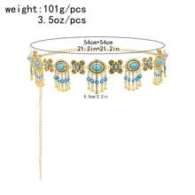 1 pièce Best-seller Chaîne de taille en fausse turquoise, bijou de corps sexy à cristaux multicouches avec gland, style vintage