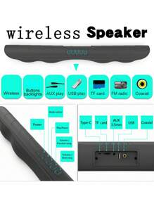 Wireless Speakers, Surround Sound Speakers, TV Speakers, Computer Speakers, Stereo Speakers, Subwoofers, Home Theater Speakers, Support Wireless/TWS/USB/TF/FM, Comes With 1 Remote Control