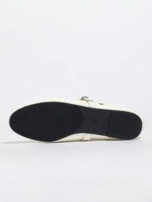 أحذية ماري جين المسطحة ذات السُحك المستدير للنساء، وحيدة الحزام القابل للتعديل، من قماش ناعم ومُنفذ للهواء، باللون الأبيض - أبيض - مشاهدة 6