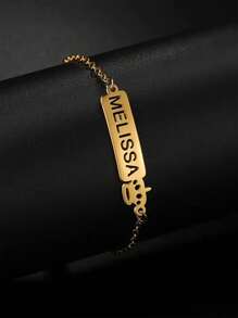 1 pieza Pulsera de acero inoxidable personalizada con nombre. Accesorio elegante, estilo bohemio, regalo de fiesta, Navidad, Día de San Valentín, Día de la Madre y regalos de graduación