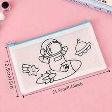 18/8 piezas Estuche de lápices de tela no tejida con diseño de dibujos animados creativos, bolsa de lápices de pintura de graffiti DIY para estudiantes, pequeño regalo de recompensa para niños estudiantes - Multicolor - Ver 9