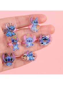 Disney Anillo de Dibujo Animado de Stitch de Disney - Regalo de Joyería Adorable de Alien para Niños y Fans, Regalo para Volver a la Escuela, Accesorio de Moda Temático