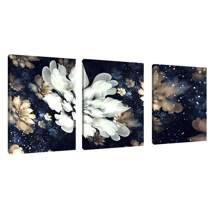 3 pièces Fleurs blanches modernes et élégantes en fleurs, art abstrait de fleurs, affiches murales sur canevas, impression haute définition avec cadre en option, décoration murale pour le salon et la chambre à coucher