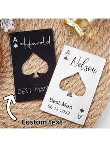 Personalized Bottle Opener, Poker Gift, Poker Bottle Opener, Customized Name And Date Groomsmen Gift, Ace Of Spades Bottle Opener, Personalized Name Bottle Openers, Engraved Beer Bottle Opener, Groomsmen Proposal, Best Man Gift - Multicolor - View 1