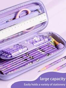 Sanrio 1 PC Sanrio 3D Pencil Case, Large Capacity Polyester Stationery Pencil Box With Kuromi & For Cinnamoroll Designs, Creative Cartoon Storage For Students, Gift Idea , Back To School Gifts