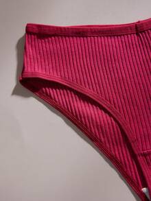 3 条装女士简约螺纹内裤居家舒适风格女士三角裤 - 彩色 - 查看 6