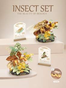 Klocki LOZ Mini Bricks Biedronka, Pszczoła, Wieczny Kwiat, Uroczy model owada, Dekoracja biurka dla dorosłych, Prezent na święta/Boże Narodzenie