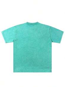 Men's Retro 230g Washed Cotton T-Shirt, Printing "Sopula Dreams Faith For The Lord" Grunge Style, Street Clothes,Christianity Clothing, Large T-Shirt,  Jesus Shirt,Graphic Y2K Shirt, Acid-Washed T-Shirt, Christian Clothes ,Gothic Pun - Mint Green - View 3