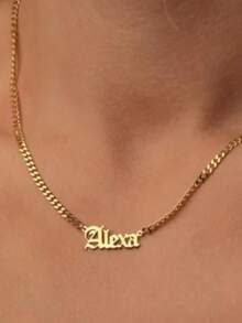 1pc Customized Gothic Style Name Necklace, Gold Rose Gold Personalized Name Necklace, Customized Gift, Christmas Gift, Valentine's Day Gift, Birthday Gift - Multicolor - View 3
