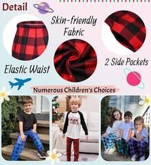 Boys Pajama Pants Long Sleep Soft Elastic Waist Bottoms Plaid Lounge With 2 Pockets 4-14 Years - Yarn Dyed Lattice13 - View 4