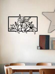 1 Stück elegante Lilien Blumen Metall Wandkunst, abstrakte Umriss Eisen Dekoration, vielseitig einsetzbar für Innen- und Außenbereich, geeignet als Einweihungsgeschenk, Feiertags-, Geburtstaggeschenk, Sammleritem, ideal für Gartenliebhaber, Büro, Wohnzimmer, Schlafzimmer, Terrasse, Küche, Landhausdekoration