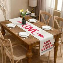 1 pièce Chemin de table en polyester personnalisé, design personnalisé, fanion de table vierge 13" X 72", pour fête, Saint-Valentin, Noël, Nouvel An, anniversaire, décoration de banquet de mariage