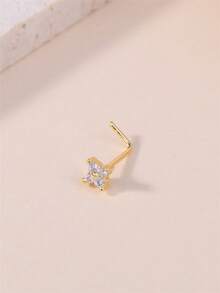 1 件 L 形鼻环 - 简约 20G 镀金锆石耳钉，可爱稳固贴合女士鼻孔饰品，简约鼻环