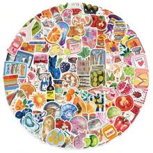 50pcs/Pack Mediterranean Style Stickers, PVC Self-Adhesive, Suitable For Laptop, Notebook, Phone Case, Water Bottle, Matte Finish, Asymmetrical Shapes