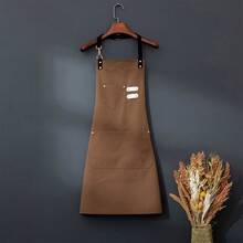 1pc Adjustable Cooking Apron, Unisex Plain Canvas Apron For Kitchen, Chef, Waiter, Barbecue, Hairdresser, Adult Large Pocket Apron, Kitchen Supplies
