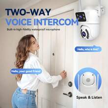 closeli 双镜头无线安全摄像头 - 2.4GHz、IPX5、AI 运动跟踪、彩色夜视、双向音频、运动报警、旋转/倾斜、视频监控、闭路电视监控、支持 SD 卡/云存储（云存储需要付费）、家庭和企业摄像头安全