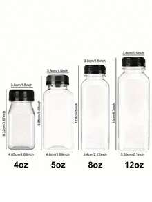 2/4/6/8/12pcs Plastic Juice Bottles With Caps, Juice Containers With Lids For Fridge, Reusable Juicing Bottles, Smoothie Bottle, Empty Plastic Juice Bottles, Drink Containers With Lids, Empty Milk Bottles Plastic Smoothie Drink Bottles, For Outdoor, Camping