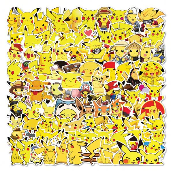 pokemon 100PCS Cute Pikachu Pokemon Anime Stickers DIY Car Bicycle Helmet Motorcycle Travel Luggage Guitar Fridge Laptop Graffiti Fun Sticker Kawail Decals Toys,School Supplies,Back To School