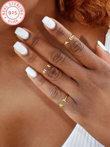 One Piece 925 Silver Custom Monogrammed Open-Ended Ring, Couple's Ring, Delicate Double Initial Ring, Suitable For Gift Or Daily Wear