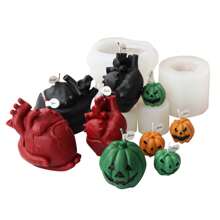 3 Style Pumpkin Ghost Candle Mold Heart-Shaped Scented Candle Gypsum Silicone Mold Making Resin Epoxy Tool For Halloween Part