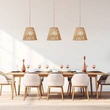 8 Pcs Small Rattan Bell Lamp Shade 5.9 X 5.7 Inch Handwoven Wicker Chandelier Barrel Shades Boho Replacement Shades For Pendant, Table, Floor, And Sconce Lamps (Fitter 1.57") - 8 件 - 查看 4