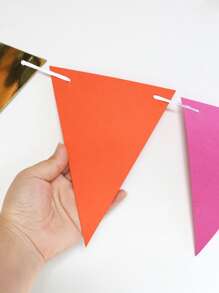 3m/9,84ft Décorations de fête rose vif orange et or, fête rose et orange pour fanion, bannière de triangle en papier, guirlande de drapelets, serpentins pour mariage, anniversaire, fête de mariage, douche de bébé, décoration de la maison, extérieur et jardin